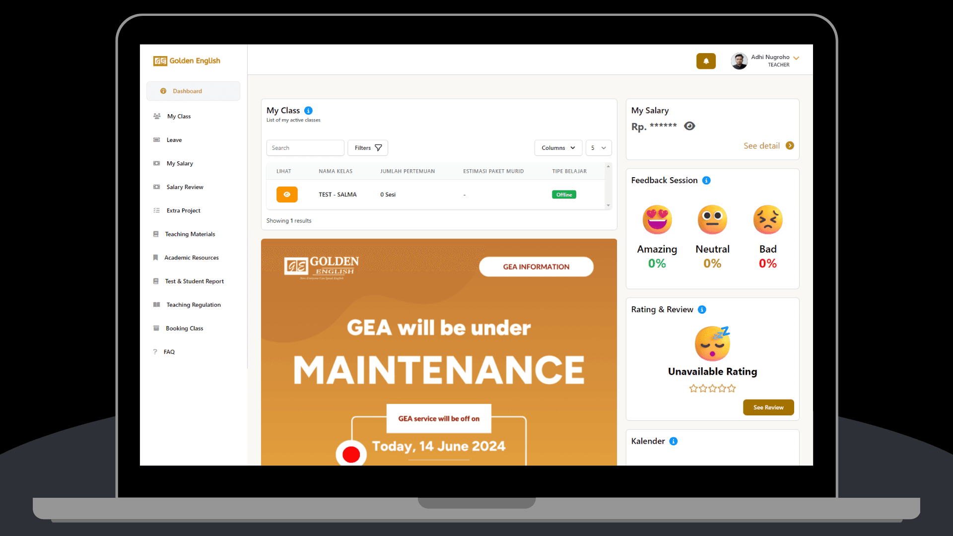 Golden English App (GEA) - A  Academic Management System  preview