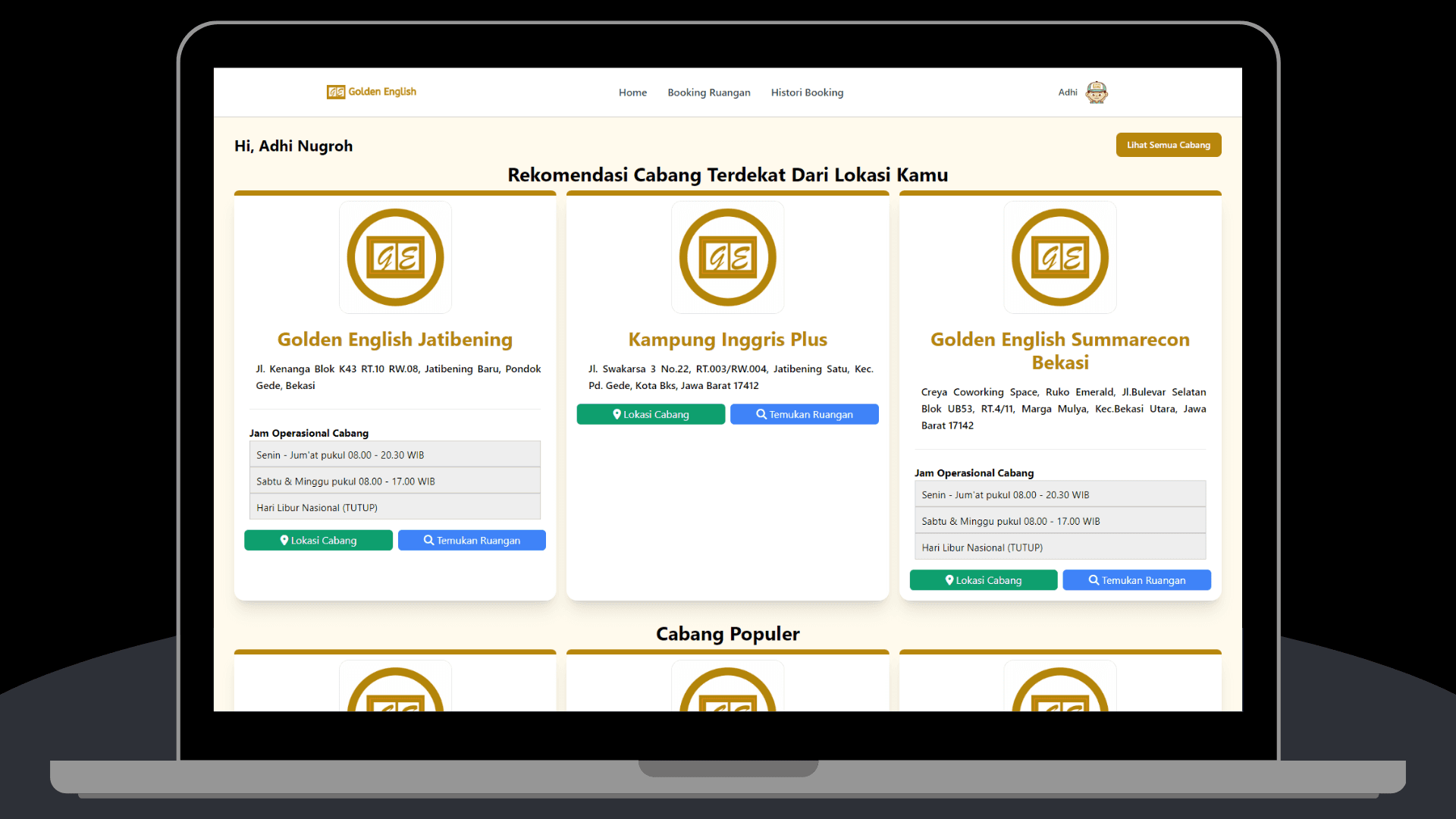 Booking Class - A Real-Time Booking System for Golden English Courses  preview